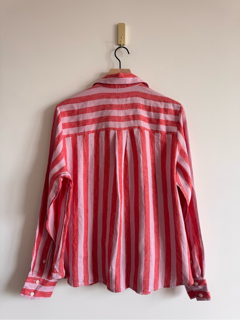 Boden | 100% Linen Pink and Berry Striped Button-Down Shirt ~ US 12R - Picture 6 of 6